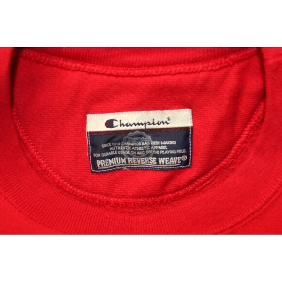 CHAMPION Premium Reverse Weave Retro Crew Neck Sweatshirt in Red - Picture 6 of 10